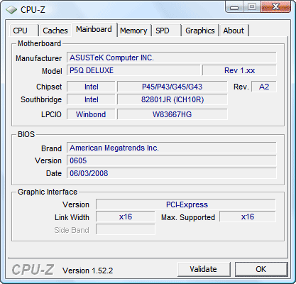 CPU-Z motherboard tab