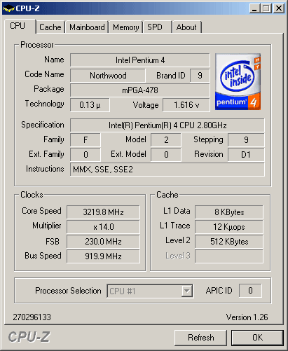 CPU-Z CPU information